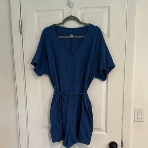 Old Navy Button-Front Romper with Waist Tie